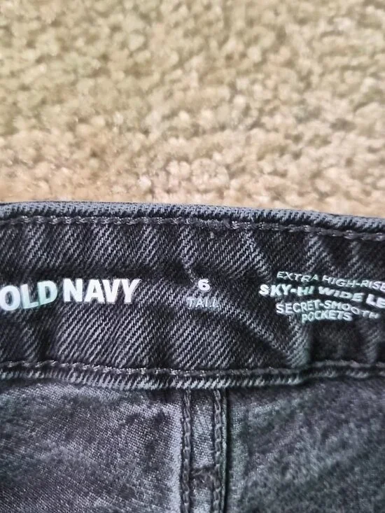 Old Navy Sky-Hi Wide Leg Jeans Womens Size 6 Tall Extra High Rise Gray F879 - Picture 3 of 11